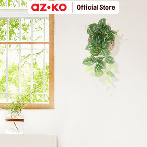 AZKO Forhom 33 cm Tanaman Artifisial Gantung Wander Jew Dengan Pot Keranjang Tumbuhan Tanaman Buatan Dekorasi Plant Sintetis Pajangan Rumah Serbaguna Hiasan Properti Foto