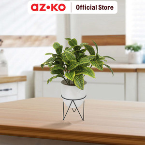 AZKO Forhom 48.3 cm Tanaman Artifisial Ficus Elastica Dengan Pot & Stand - Putih Tumbuhan Tanaman Buatan Dekorasi Plant Sintetis Pajangan Rumah Serbaguna Hiasan Properti Foto