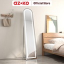 AZKO Arthome Cermin Lantai Led Curved Standing Floor Mirror Kaca Berdiri Serbaguna Dengan Sandaran Furniture Indoor Rumah