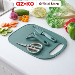 AZKO Kris Set 4 Pcs Pisau Dapur Dengan Talenan - Hijau Knife And Peeler Set Cutting Board Alat Kupas Kulit Buah Dan Sayur Cooking Knife Perlengkapan Masak Kitchen Tools