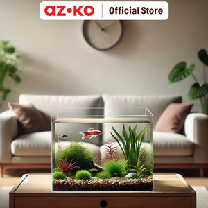 AZKO Fishland 56 ltr Aquarium Nano Bending Opc Tank Aquarium Aquascape Tempat Tinggal Hewan Laut Wadah Tempat Ikan Dekorasi Rumah