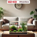 AZKO Fishland 56 ltr Aquarium Nano Bending Opc Tank Aquarium Aquascape Tempat Tinggal Hewan Laut Wadah Tempat Ikan Dekorasi Rumah