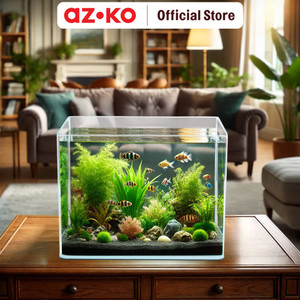 AZKO Fishland 28 ltr Aquarium Nano Bending Opc Tank Aquarium Aquascape Tempat Tinggal Hewan Laut Wadah Tempat Ikan Dekorasi Rumah