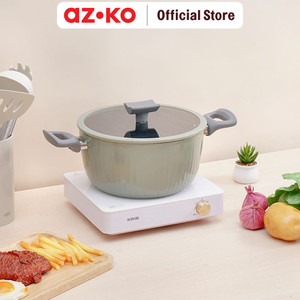 AZKO Kris 24 cm Linea Panci Casserole Dengan Tutup - Hijau Pot Masak Sup Food Grade Panci Kuah Perlengkapan Dapur Peralatan Masak Cookware