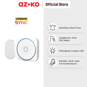AZKO Krisbow Sync Smart Bel Pintu Nirkabel Wifi - Putih Smart Door Bell Wireless Door Chime Penanda Panggilan Pintu Bel Rumah Pintar Nirkabel