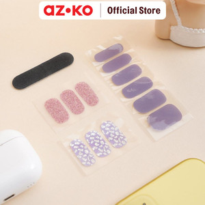 AZKO Ataru Set 12 Pcs Sticker Kuku Combination Fall Nails Sticker Kuku Tempel Stiker Nail Art Aksesori Kuku Perawatan Salon