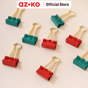 AZKO Ataru Set Penjepit Binder - Merah/Hijau Binder Clip Alat Klip Jepitan Kertas Dokumen Perlengkapan Kantor Dan Sekolah