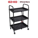 AZKO Maxbuilt Troli Perkakas Lipat 3 Tingkat - Hitam Trolley Roda Foldable Trolley Troli Barang Wheels Rack Perlengkapan Rumah Tangga