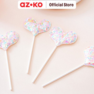 AZKO Ataru Set 4 Pcs Topper Kue Sparkling Heart Hiasan Kue Ulang Tahun Cake Decoration Dekorasi Atas Kue Perlengkapan Baking
