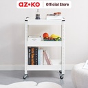 AZKO Stora Kenta Rak Troli 3 Tingkat - Putih Tempat Penyimpanan Multifungsi Dengan Roda Storage Trolley Wheels Rack