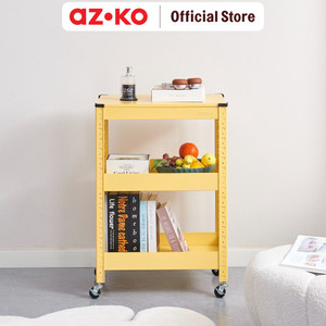 AZKO Stora Kenta Rak Troli 3 Tingkat - Kuning Tempat Penyimpanan Multifungsi Dengan Roda Storage Trolley Wheels Rack