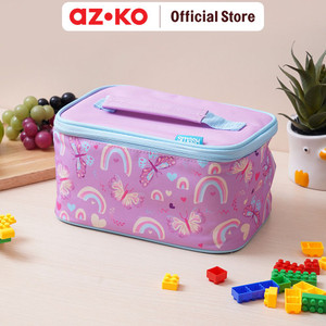 AZKO Smash Set 6 Pcs Kiddo Kotak Makan Anak Dengan Tas Insulated - Ungu Kids Bento Lunch Kit Set Kotak Makan Dan Botol Minum Bpa Free Peralatan Makan Food Grade Wadah Bekal Makanan Lucu