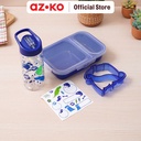 AZKO Smash Set 4 Pcs Kotak Makan Anak 2 Sekat Dino Days - Biru Kids Bento Lunch Kit Set Kotak Makan Dan Botol Minum Bpa Free Peralatan Makan Food Grade Wadah Bekal Makanan Lucu