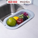 AZKO Stora Rak Saringan Wastafel Dapur Retractable - Abu-Abu Food Strainer Perlengkapan Dapur Tirisan Pencuci Buah Dan Sayur