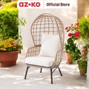 AZKO Kursi Teras Dengan Cushion Wicker Egg - Cokelat Balcony Chair Kursi Outdoor Serbaguna Furniture Rumah Tempat Duduk Kursi Halaman Balkon