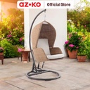 AZKO Kursi Ayun Gantung Closed Dengan Cushion Wicker Steel - Cokelat Hanging Swinging Chair Bangku Ayunan Outdoor Furniture Tempat Duduk Ayun