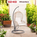 AZKO Kursi Ayun Gantung Dengan Cushion Wicker Steel - Cokelat Hanging Swinging Chair Bangku Ayunan Outdoor Furniture Tempat Duduk Ayun