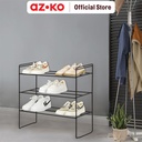 AZKO Stora 64X25.5X59 cm Rak Sepatu 3 Tingkat - Hitam Shoe Rack Organizer Sandal Sepatu Kabinet Alas Kaki Tempat Penyimpanan Sendal