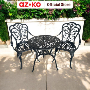 AZKO Soleil Terrace Set Kursi & Meja Teras - Hitam Balcony Table Chair Furniture Outdoor Serbaguna Furnitur Rumah Tempat Duduk Kursi Halaman