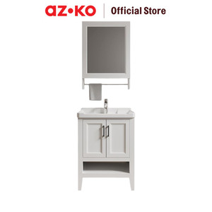 AZKO Fosa 48X15X70 cm Set Kabinet Kamar Mandi Dengan Cermin Dcmn-1 Organizer Serbaguna Bathroom Cabinet Aksesoris Kamar Mandi Kompartemen Penyimpanan Alat Mandi