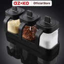 AZKO Kris 400 ml Set 3 Pcs Cuchara Tempat Bumbu Dapur - Hitam Organizer Penyimpanan Toples Bumbu Serbaguna Spices Rack Tempat Bumbu Perlengkapan Dapur Kitchen Tools