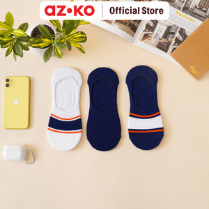 AZKO Ataru Set 3 Pasang Kaos Kaki Pria Invisible - Biru Navy Socks Kaos Kaki Motif Versatile Socks