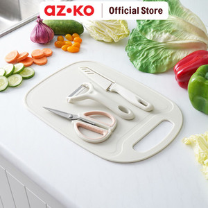 AZKO Kris Set 4 Pcs Pisau Dapur Dengan Talenan - Putih Knife And Cutting Board Set Cooking Knife Set Piso Dan Talenan Perlengkapan Masak Kitchen Tools