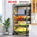 AZKO Stora Noir Rak Troli Besi 5 Tingkat - Hitam Tempat Penyimpanan Multifungsi Dengan Roda Storage Trolley Wheels Rack Perlengkapan Rumah Tangga