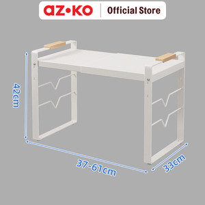 AZKO Stora Rak Microwave 1 Tingkat Extendable - Putih Extra Shelf Part Ambalan Organizer Serbaguna Tempat Simpan Barang Multifungsi Rak Storage Perlengkapan Rumah Tangga