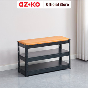 AZKO Krisbow Rak Penyimpanan Serbaguna 2 Tingkat - Hitam Organizer Serbaguna Tempat Simpan Barang Multifungsi Rak Storage Perlengkapan Rumah Tangga