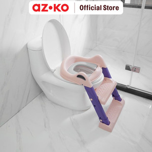 AZKO Kindla Alas Duduk Kloset Anak Dengan Tangga 8858 - Pink Baby Toilet Dudukan Wc Anak Perlengkapan Toilet Training