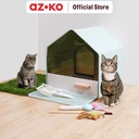 AZKO Paws N Tail Villa Toilet Kucing Dengan Tray - Biru Cat Toilet Tempat Kotoran Kucing Bak Pasir Kucing Aksesoris Hewan Peliharaan