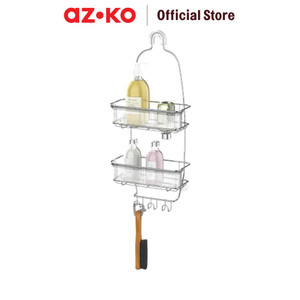 AZKO Stora Rak Gantung Kamar Mandi 2 Tingkat Chrome Wk820101R Shower Wall Shelf Organizer Tempat Sampo Sabun Rak Tembok Serbaguna Aksesoris Kamar Mandi Furniture Indoor Rumah