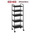 AZKO Stora Lyra Rak Troli 5 Tingkat - Hitam Tempat Penyimpanan Multifungsi Dengan Roda Storage Trolley Wheels Rack Perlengkapan Rumah Tangga