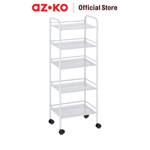 AZKO Stora Lyra Rak Troli 5 Tingkat - Abu-Abu Muda Tempat Penyimpanan Multifungsi Dengan Roda Storage Trolley Wheels Rack Perlengkapan Rumah Tangga