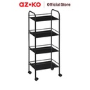 AZKO Stora Lyra Rak Troli 4 Tingkat - Hitam Tempat Penyimpanan Multifungsi Dengan Roda Storage Trolley Wheels Rack Perlengkapan Rumah Tangga