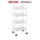 AZKO Stora Lyra Rak Troli 4 Tingkat - Abu-Abu Muda Tempat Penyimpanan Multifungsi Dengan Roda Storage Trolley Wheels Rack Perlengkapan Rumah Tangga