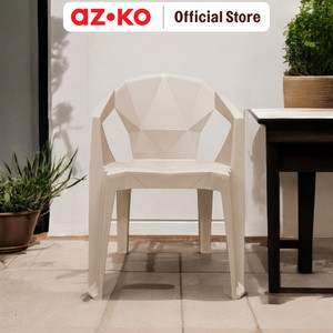 AZKO Soleil Barvita Kursi Teras Plastik - Krem Balcony Chair Kursi Outdoor Serbaguna Furniture Rumah Tempat Duduk Kursi Halaman Balkon