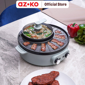 AZKO Memoo 4In1 Hotpot Steam Grill Fryer - Hijau Alat Masak Listrik Serbaguna Grill Pan And Pot Penggoreng Dan Perebus Kitchen Tools