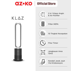 AZKO Klaz Air Purifier 2In1 Bladeless High - Hitam Penjernih Udara Alat Penyaring Pembersih Udara Elektronik Rumah Tangga Air Cleaner