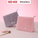 AZKO Ataru Pouch Fur - Abu-Abu Kantong Organizer Serbaguna Tempat Pensil Pulpen Alat Make Up Pouch Kosmetik