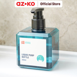 AZKO Ataru 250 ml Botol Cairan Pump Square Petg - Hitam Travel Bottle Wadah Sabun Sampo Aseton Praktis Serbaguna Perlengkapan Traveling