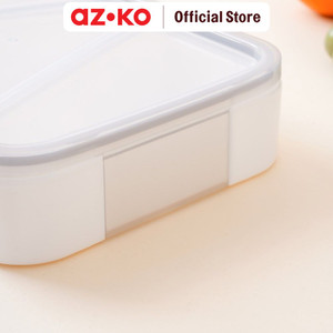 AZKO Ataru 1 ltr Kotak Makan 3 Sekat Rectangle - Putih/Abu-Abu Lunch Box Food Grade Food Box Dengan Clip Kotak Bekal Makan Bpa Free Wadah Makanan