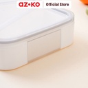 AZKO Ataru 1 ltr Kotak Makan 3 Sekat Rectangle - Putih/Abu-Abu Lunch Box Food Grade Food Box Dengan Clip Kotak Bekal Makan Bpa Free Wadah Makanan