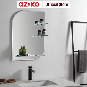 AZKO Fosa 50X70 cm Cermin Dinding Kamar Mandi Dengan Rak Od-B009 Bathroom Wall Mirror Rak Cermin Tembok Aksesori Kamar Mandi Furniture Rumah