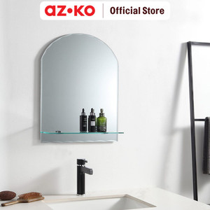 AZKO Fosa 45X60 cm Cermin Dinding Kamar Mandi Dengan Rak Oval Od8007-1 Bathroom Wall Mirror Rak Cermin Tembok Aksesori Kamar Mandi Furniture Rumah