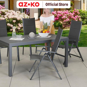 AZKO Kursi Teras Aluminium Textilene Y - Abu-Abu Balcony Chair Kursi Outdoor Serbaguna Furniture Rumah Tempat Duduk Kursi Halaman Balkon