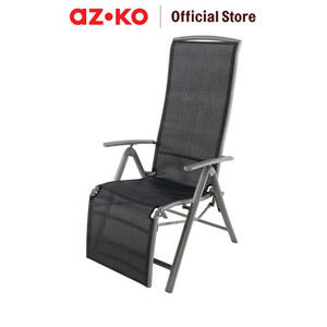 AZKO Kursi Teras Aluminium Textilene Dengan Footrest Y - Abu-Abu Balcony Chair Kursi Outdoor Serbaguna Furniture Rumah Tempat Duduk Kursi Halaman Balkon