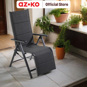 AZKO Kursi Teras Aluminium Textilene Padded Dengan Footrest Y - Abu-Abu Balcony Chair Kursi Outdoor Serbaguna Furniture Rumah Tempat Duduk Kursi Halaman Balkon