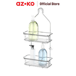 AZKO Stora Rak Gantung Kamar Mandi 2 Tingkat Chrome Wk820417R Shower Wall Shelf Organizer Tempat Sampo Sabun Rak Tembok Serbaguna Aksesoris Kamar Mandi Furniture Indoor Rumah